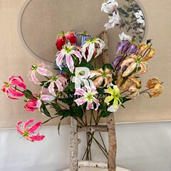 長枝3頭嘉蘭火焰百合仿真花假花家居軟裝擺放婚慶影樓商場裝飾花