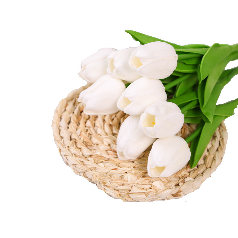 Pu hidratante tulipán flor artificial flor falsa fiesta de boda decoración del hogar flor comercio exterior transfronterizo fábrica de flores al por mayor