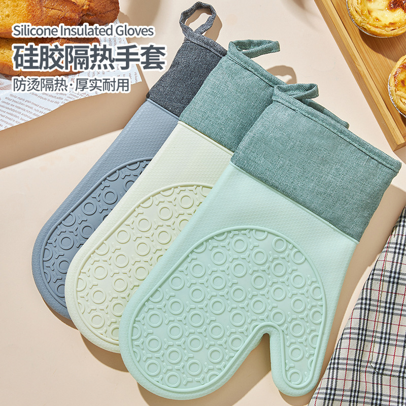 단열 장갑 안티 스케일 장갑 실리콘 주방 단열 오븐 베이킹 장갑 고온 저항하는 두꺼운 마이크로파 오븐 장갑