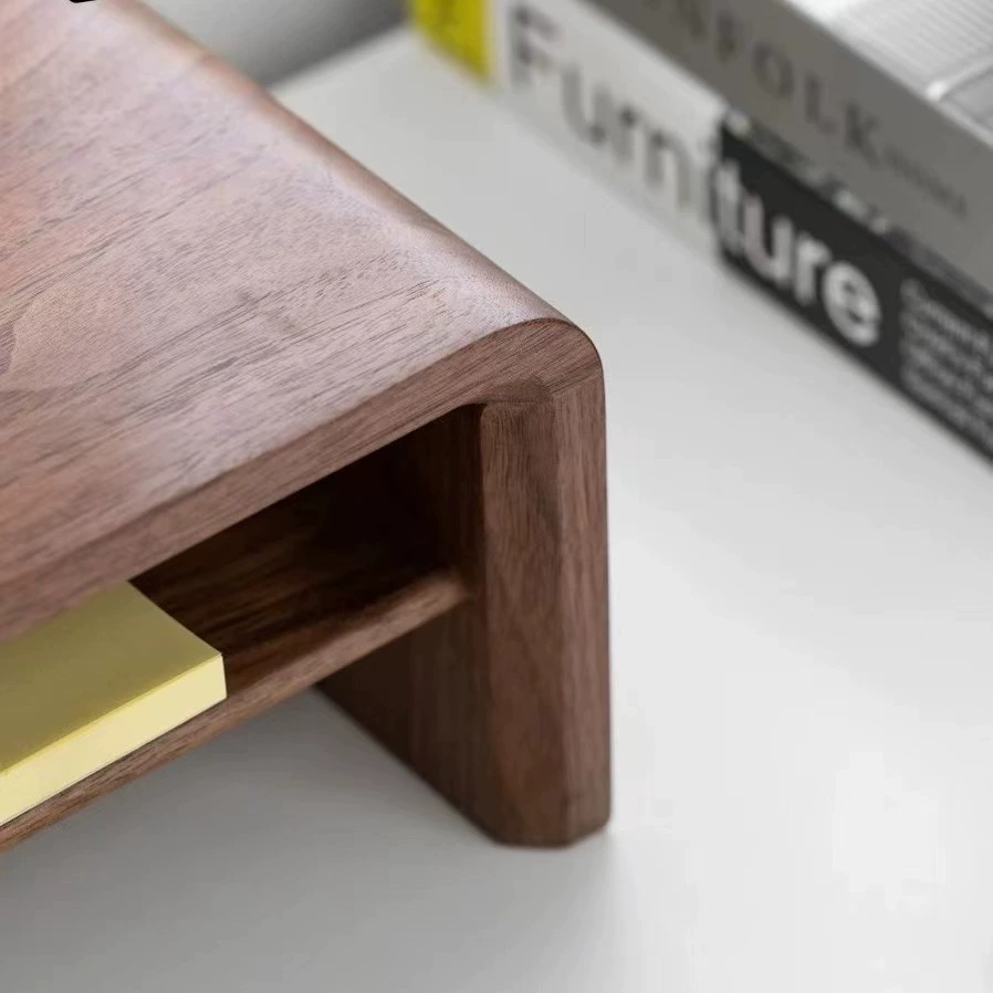 Walnut desktop computer elevated monitor desktop raised solid wood bracket base organizing sundry storage rack