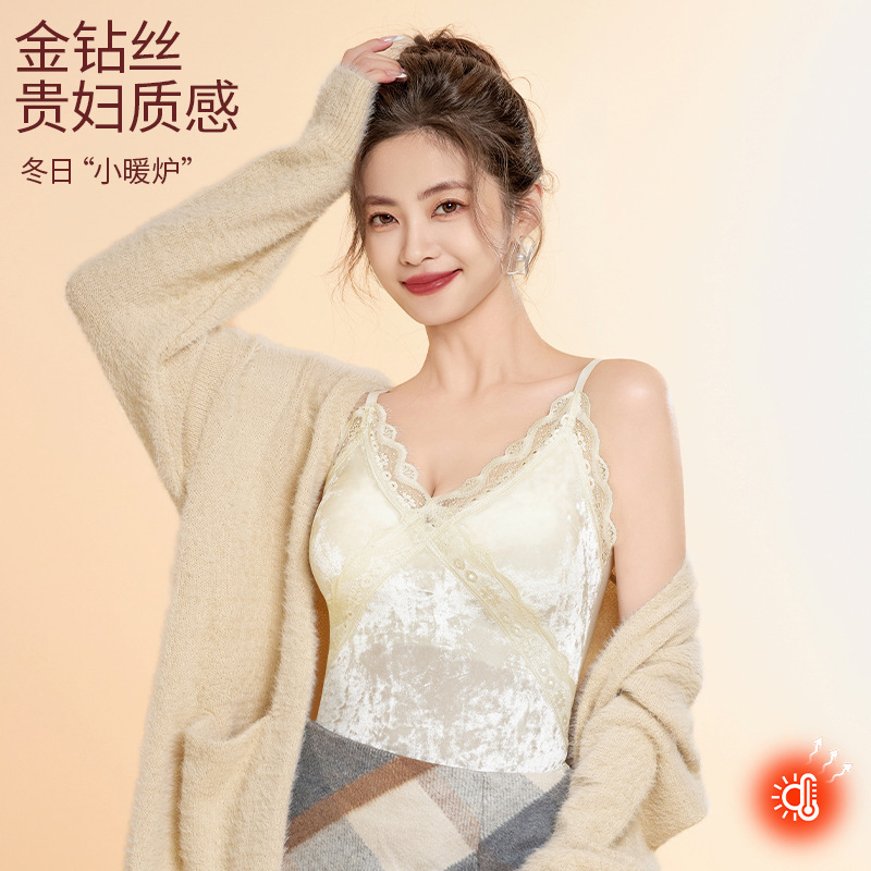 Factory Direct Sales Light Luxury French Camisole Outer Wear Beautiful Back Close-Fitting Lace Anti-Exposure Bottoming Underwear Tops for Women