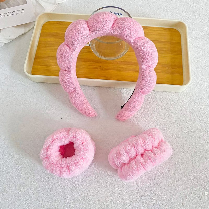 (기계 재봉) 트위스트 헤어밴드 1 + 손목 2-파우더 (18.5*18.5*4.5cm 55g)