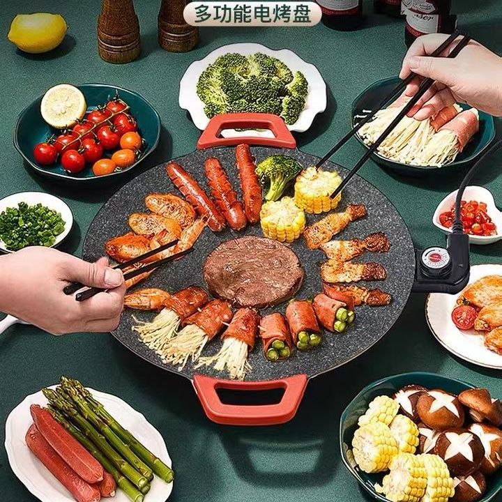 multi-function Electric hotplate household Maifanite Korean barbecue barbecue grill smokeless Barbecue machine Fried steak