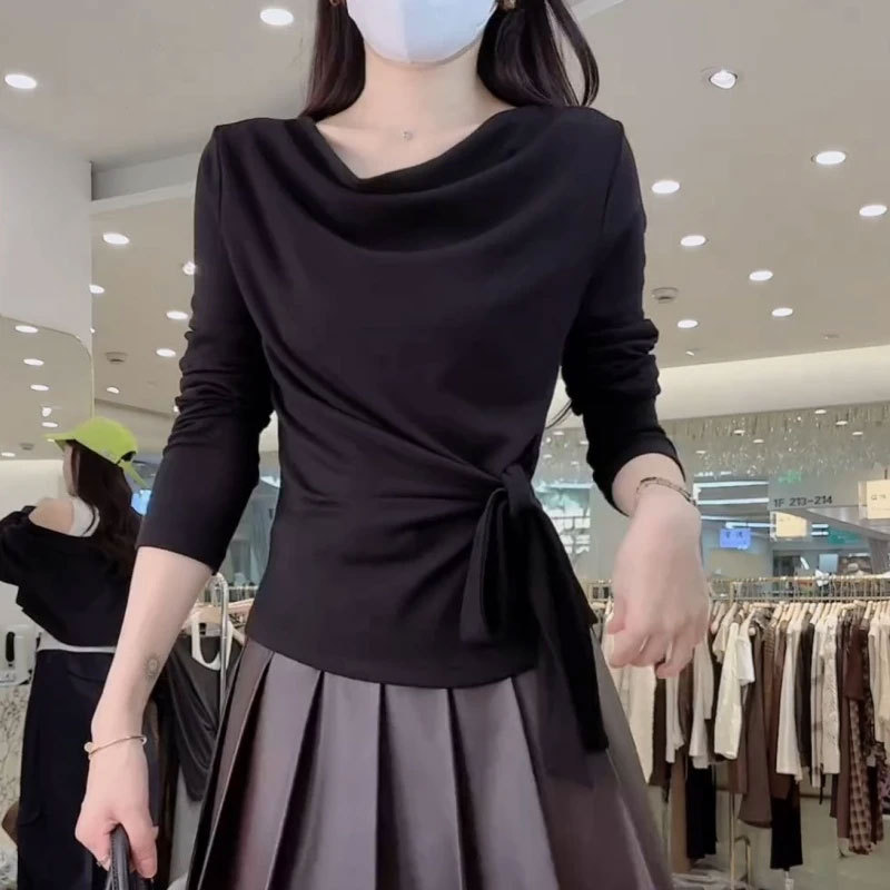 时尚chic辣妹修身显瘦长袖打底女初秋2025新款小个子减龄百搭上衣|undefined