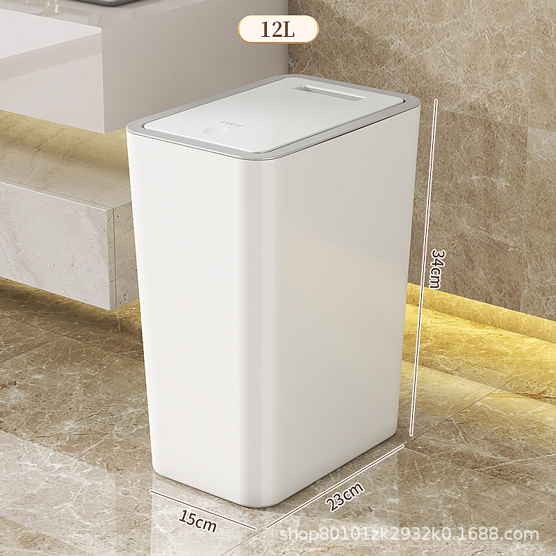 ゴミ箱蓋付き家庭用トイレトイレの狭いサイズの大容量プッシュ式弾蓋型挟みゴミ箱|undefined