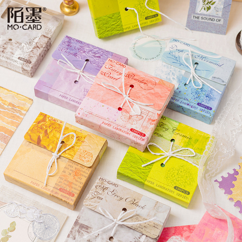 Paper Laboratory Series Momo Paper Notes Retro Handbook DIY Material Decorative Base Paper 6 Types 100 Sheets