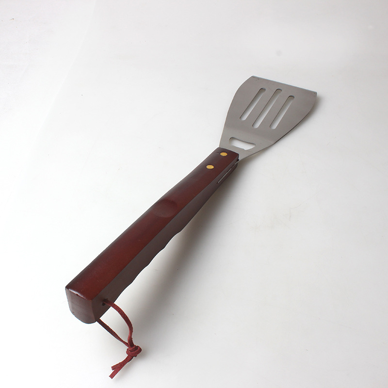 [Fuente de fábrica] de acero inoxidable barbacoa parrilla traje de tela bolsa mango de madera 4 piezas barbacoa herramienta barbacoa pala tenedor