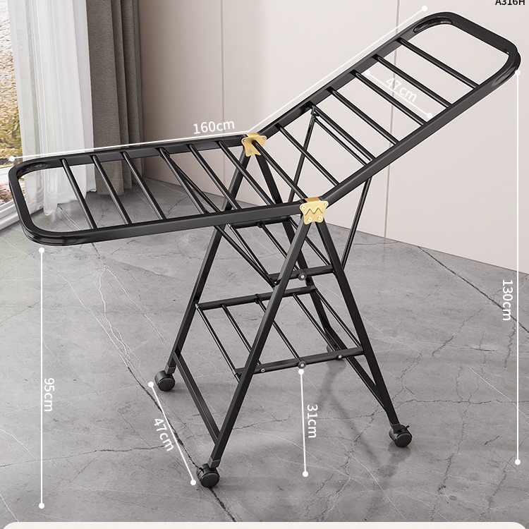 Folding clothes hanger balcony home floor bedroom clothes hanger indoor clothes pole drying rack quilt drying artifact