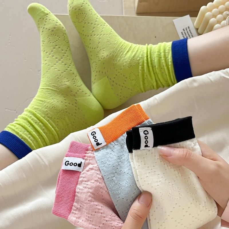 Breathable colored summer thin brand knee socks