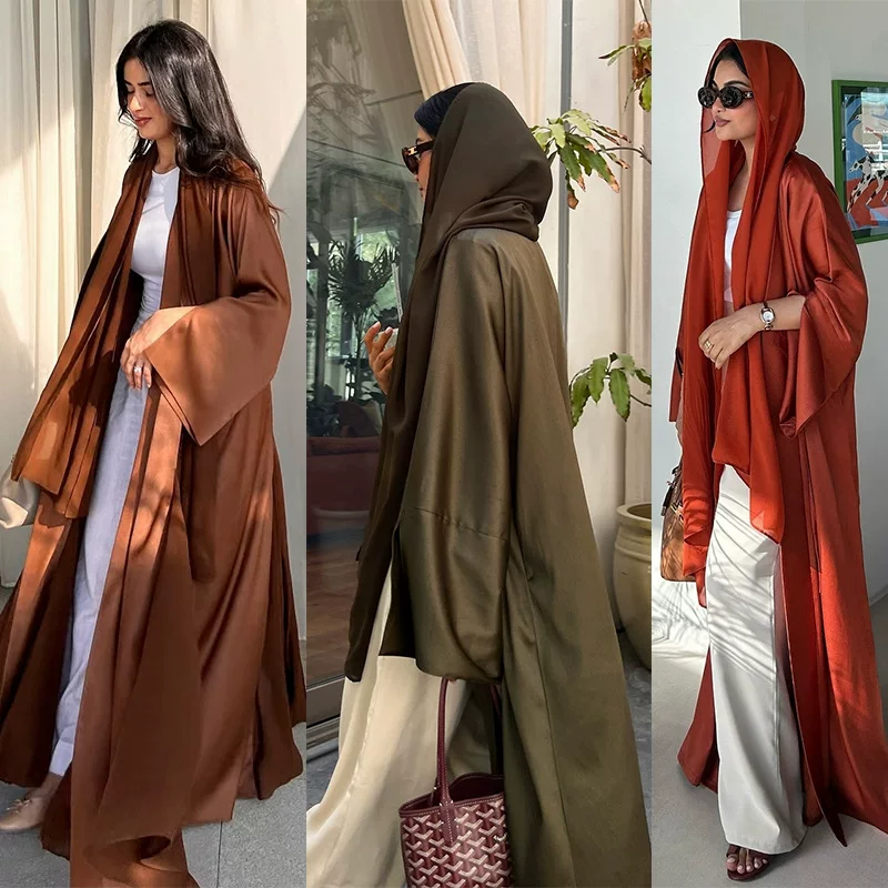 Абая (Mq166modest) однотонное худи-платье кардиган, свободный крой, стиль Ближний Восток Дубай