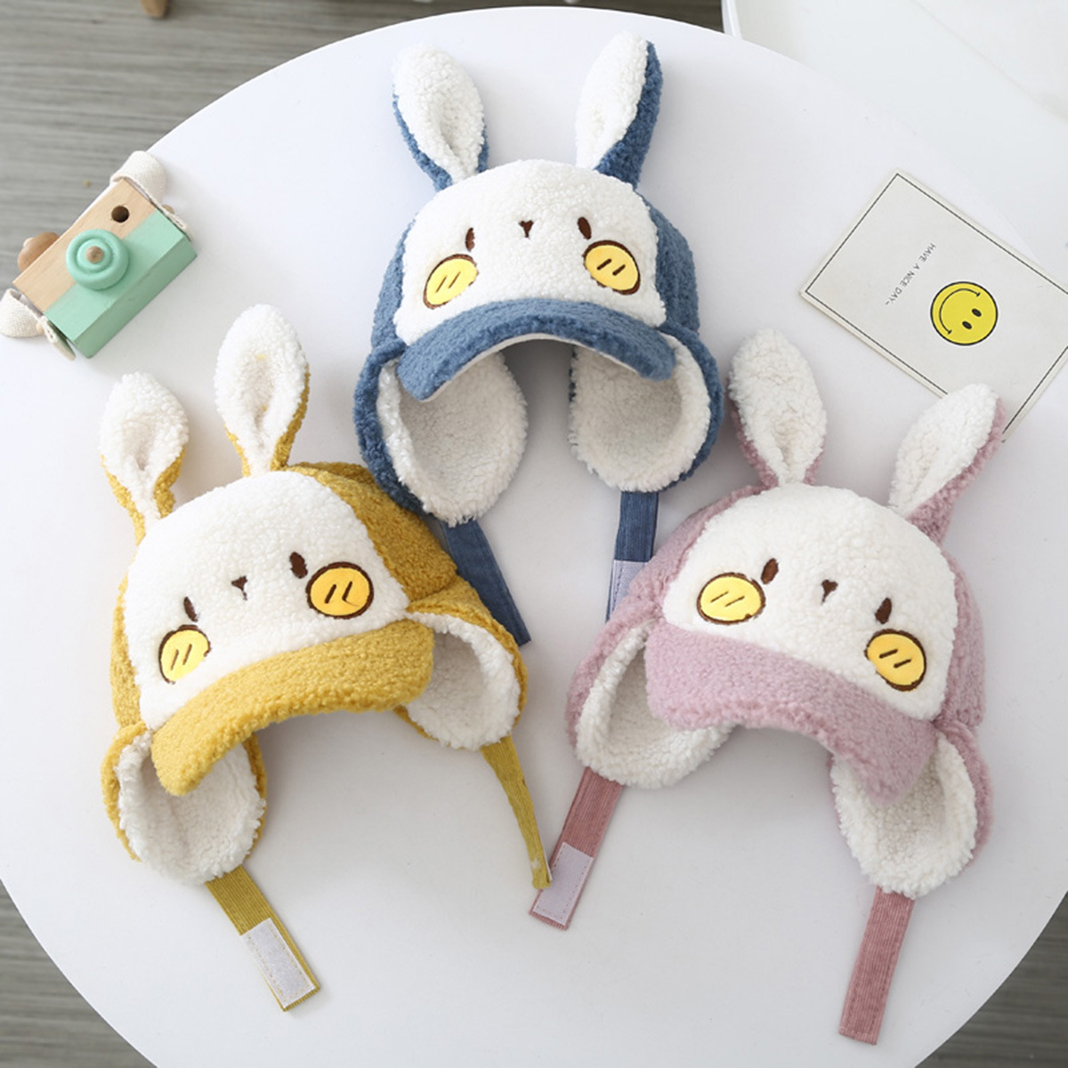 Children's Rabbit Ears Teddy Velvet Earmuffs Windproof Hat Wholesale Nihaojewelry display picture 1