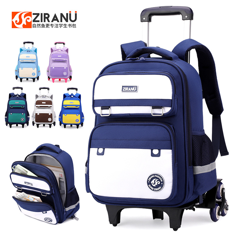 Pescado natural nuevo tirón mochila al por mayor escaleras mochila de estudiantes 3 - 6 grados antidesgaste