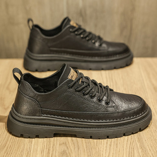 Men's Shoes Spring 2025 New Low-top Casual Board Shoes Men's British Business Leather Shoes Men's Fashion Tooling Martin Boots