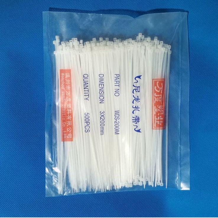 Готовый подлинный новый материал производителя 3*200 мм самоблокирующийся черно-белый нейлоновый стяжной проволокой