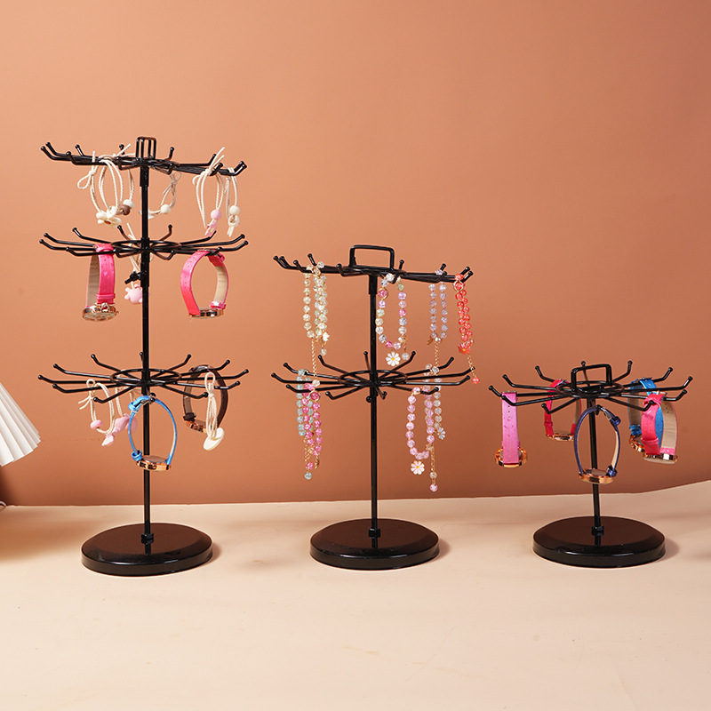 Iron Rotating Jewelry Display Rack Night Market Trinket Hanger Bracelet Bracelet Necklace Storage Hanger Stall Shelf