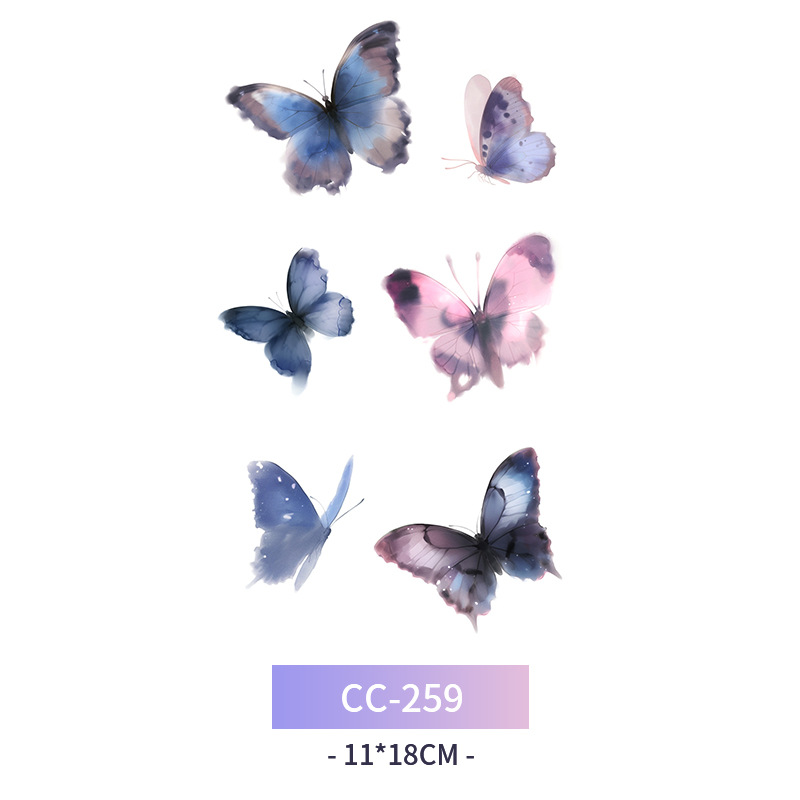 Transfronterizo en stock al por mayor de halloween colorido mariposa tatuaje pegatinas simulación sangrienta cicatriz pegatinas divertidas pegatinas impermeables