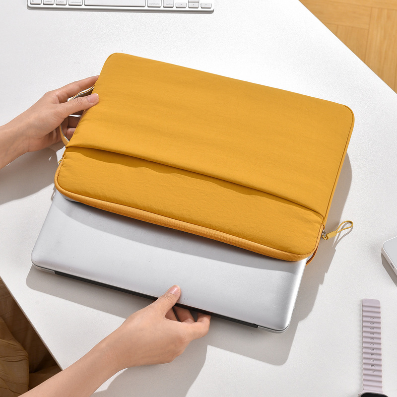 Korean minimalist yellow laptop sleeve 14inch computer bag shockproof protective cover lightweight portable storage bag