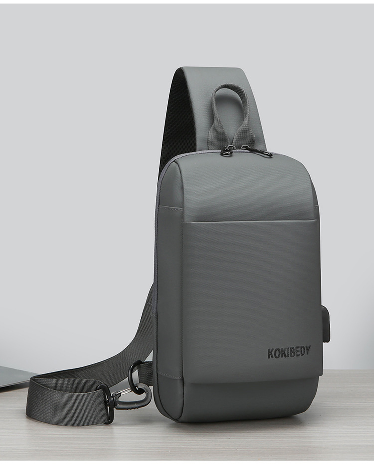 USB charging port bag, fashionable single-shoulder crossbody bag, cross-border wholesale men's chest bag, multi-functional sports chest backpack undefined