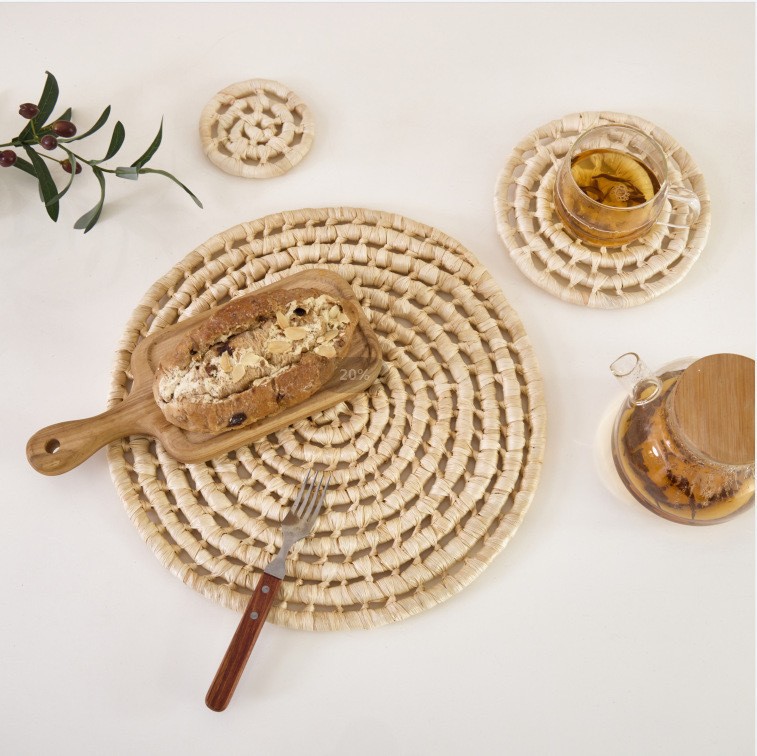 Amazon Homestay Decoración de pared Adornos Fábrica de tejido de paja Pared simple Pared redonda Hierba de ratán Sala de estar Colgante de decoración de pared