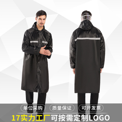 Wholesale Oxford cloth reflective PVC full-body raincoat for outdoor labor and storm protection long raincoat