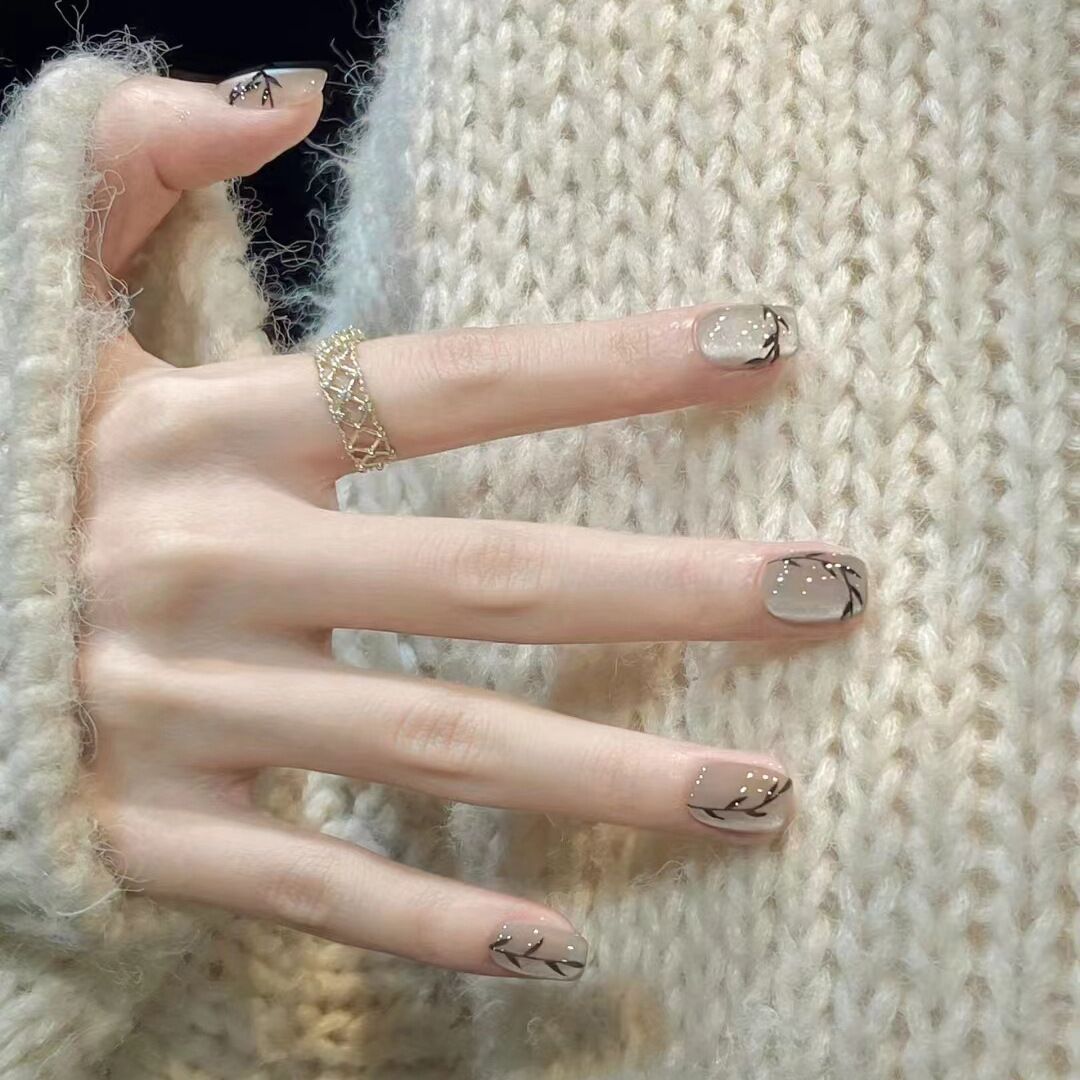 10 piezas de ojos de gato que usan uñas de bambú de estilo nacional, productos terminados, pegatinas de uñas cortas desmontables al por mayor, uñas postizas