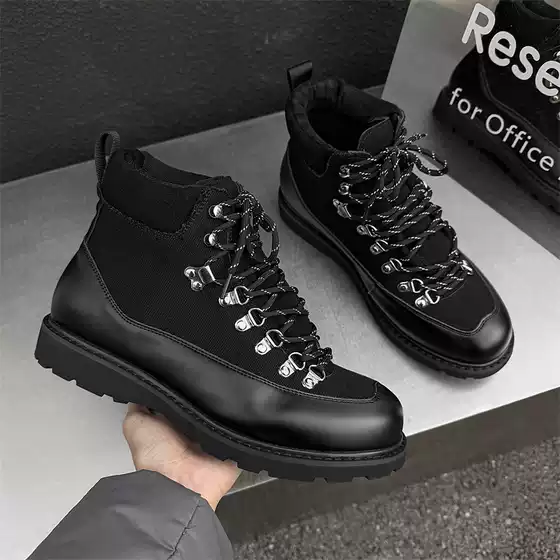 European and American Casual Men's Shoes British Mountaineering Shoes Men's Derby Shoes Thick Sole Increased Workwear Martin Boots 52323-J