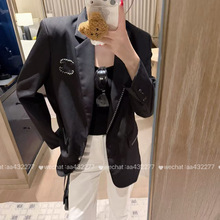 复古文艺西装外套女秋季新款明线翻盖口袋宽松百搭休闲小香6820