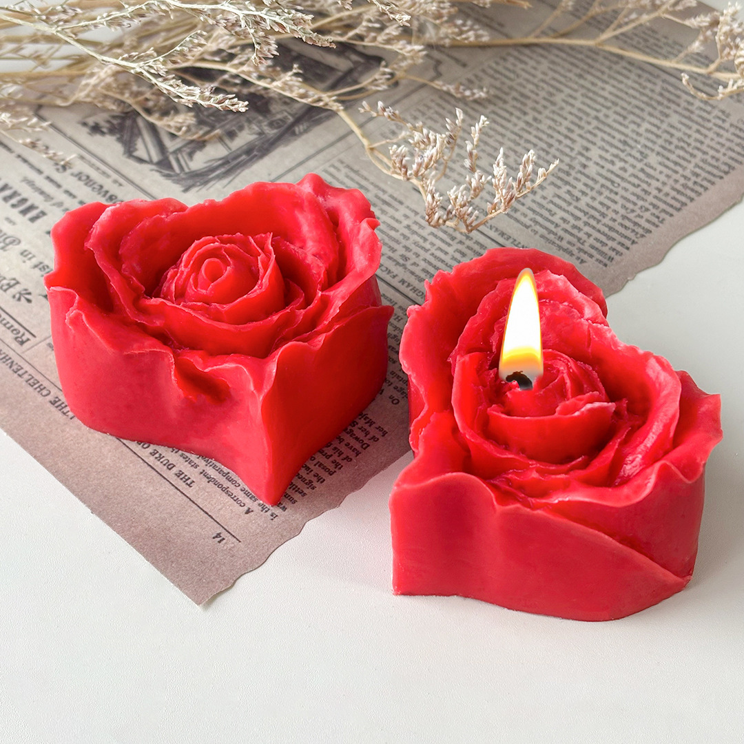 Rose love aromaterapia vela molde de silicona yeso de bricolaje molde de jabón hecho a mano pastel molde de horneado de chocolate