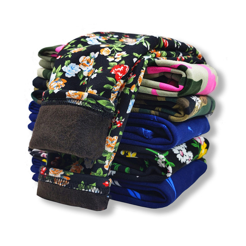 春秋兒童薄絨打底褲 女童外穿修身印花加絨長褲 甜美寶寶碎花褲子