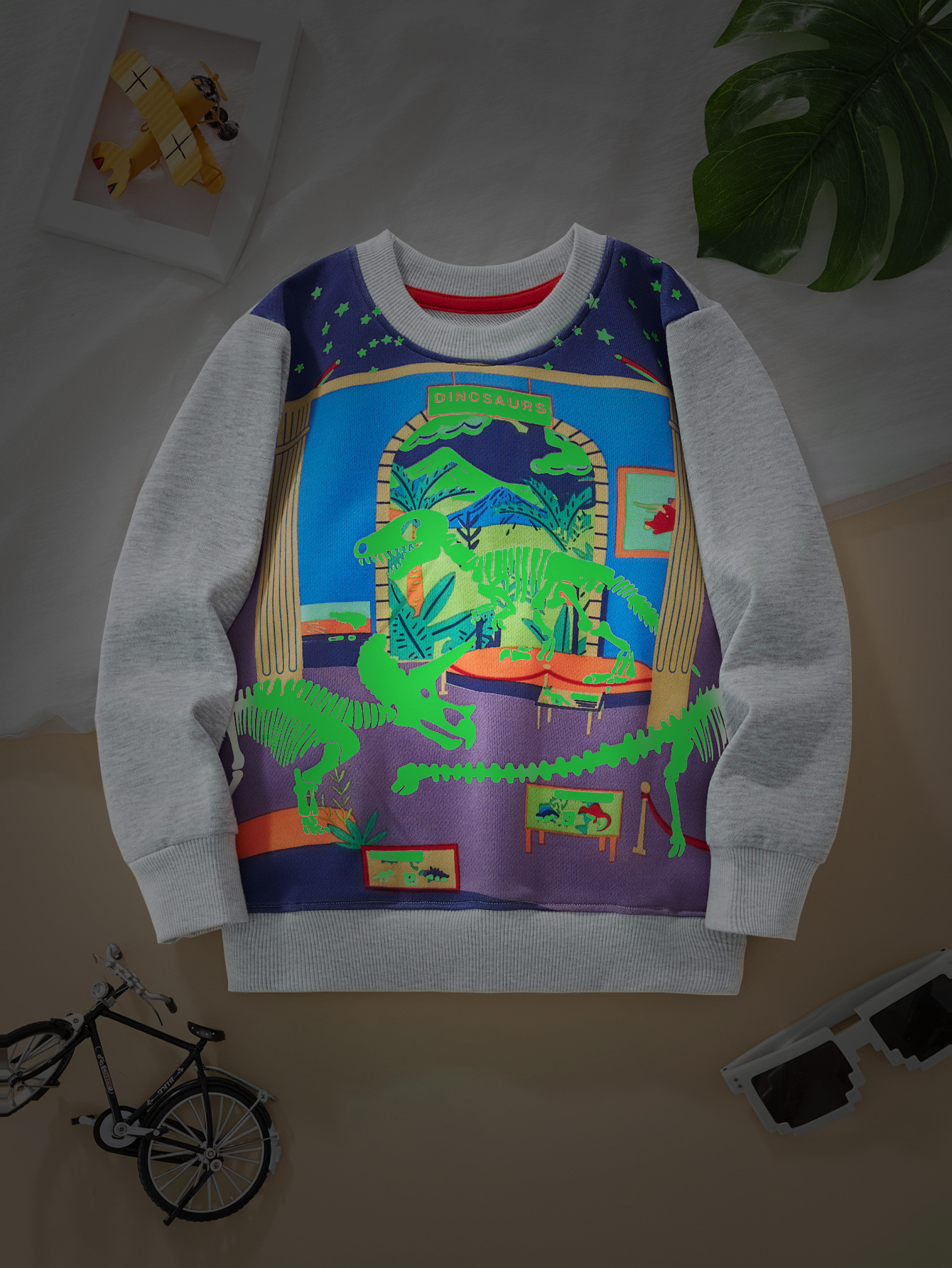 2024 primavera y otoño chaqueta caliente de luz nocturna para niños dibujos animados dinosaurios animales ropa para niños