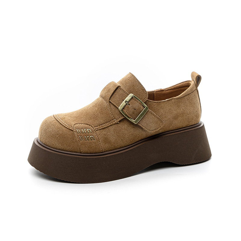 Women's 2025 New Korean Style Thick Sole Height Increasing Big Head Shoes Slip-On Small Stature Casual_vogvips.com