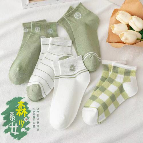 Socks for women Summer shallow mouth lime green breathable socks women's socks Harajuku style socks invisible socks women ins