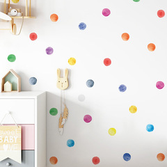 外貿卡通彩色圓點兒童臥室客廳玄關家居裝飾牆貼貼紙自粘批發跨境
