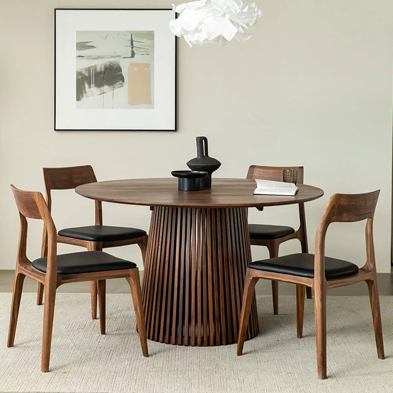 Североамериканский черный орех круглый обеденный стол из цельного дерева в скандинавском японском стиле небольшая квартира минималистский круглый обеденный стол круглый стол с проигрывателем