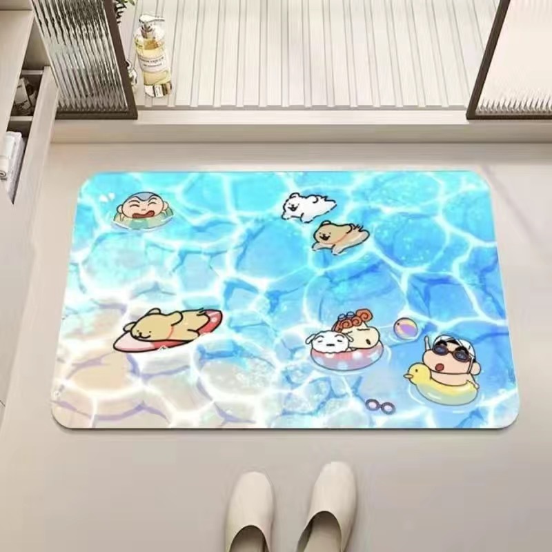 浴室フロアマット 3D 立体吸収性珪藻泥漫画子犬フロアマット滑り止め、汚れ防止、お手入れが簡単なトイレフロアマット|undefined