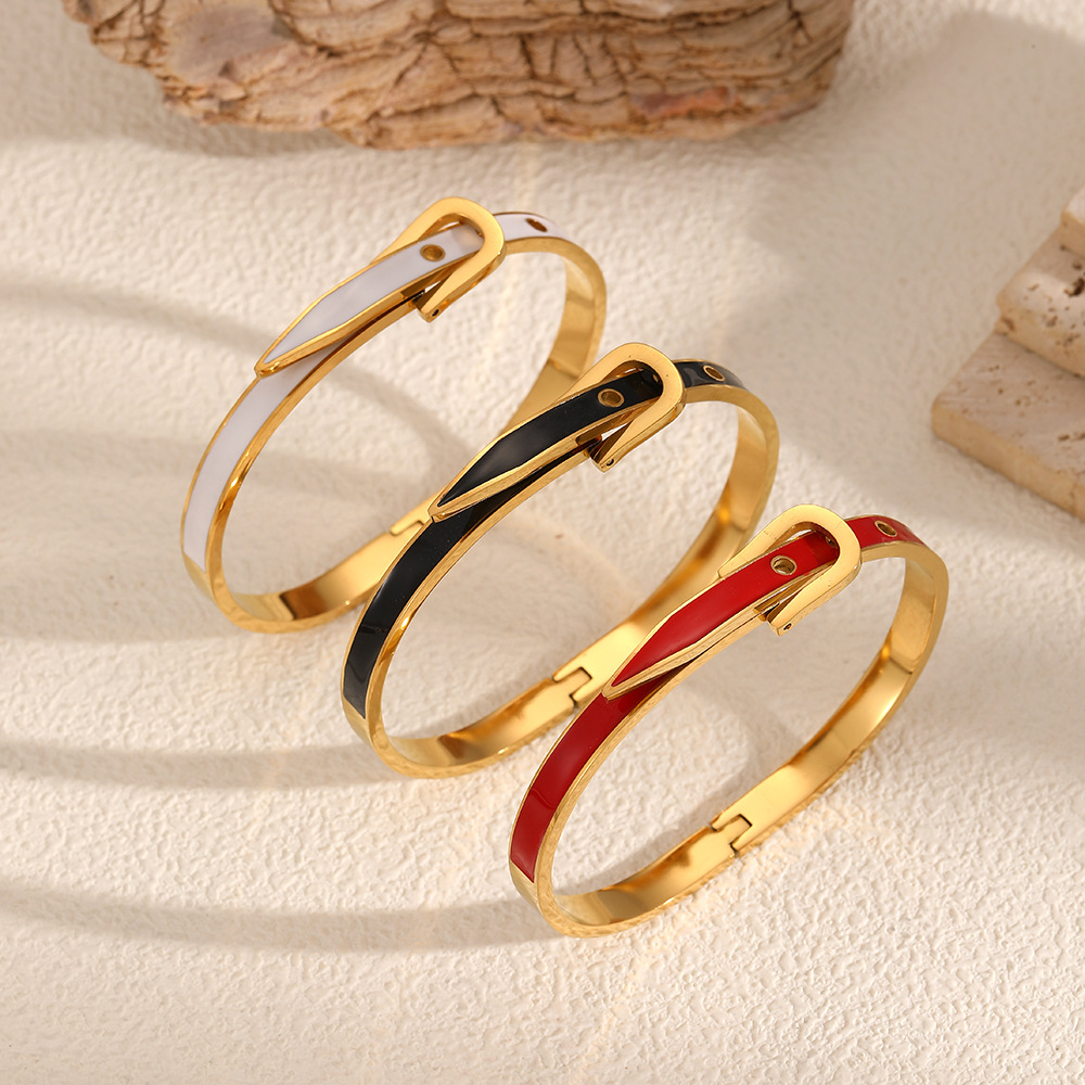 Pins viento goteo aceite hebilla de herradura pulsera de acero inoxidable joyería moda todo fósforo de alta gama hebilla de cinturón pulsera de acero de titanio