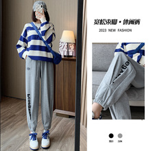 灰色运动裤女裤子2025春秋束脚卫裤小个子美式休闲萝卜哈伦裤薄款