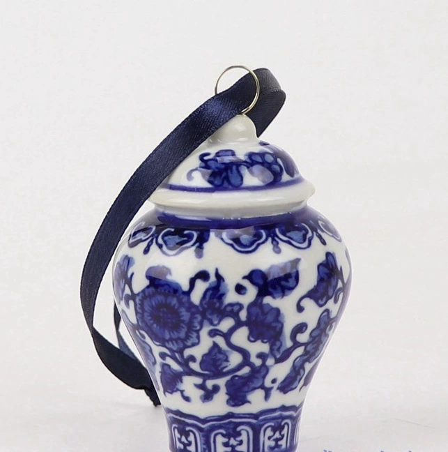 Фарфоровые украшения Jingdezhen рождественская ярмарка украшение ёлки украшение автомобиля голубая и белая фарфор украшения керамическая молодая генеральная банка ветровой колокол
