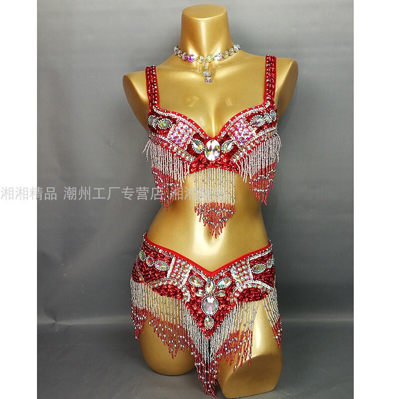 New Sexy Adult Belly Dance Performance Suit Handmade Sequin Performance Suit suit Bellydance costume