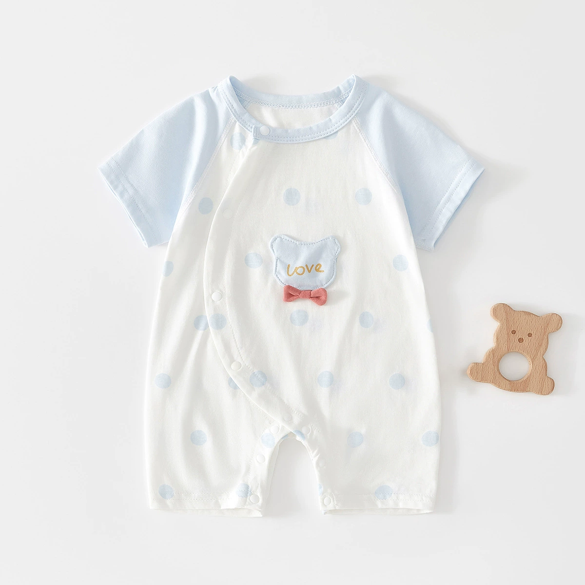 Детский летний комбинезон из тонкого чистого хлопка с короткими рукавами, одежда для новорожденных (мальчиков и девочек), категория: короткий рукав, ползунки.