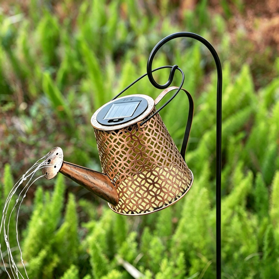 Lámparas solares de hervidor de agua al aire libre, impermeables y huecas, lámparas de césped insertadas en el suelo, lámparas de ducha de agua corriente, decoración del paisaje del jardín