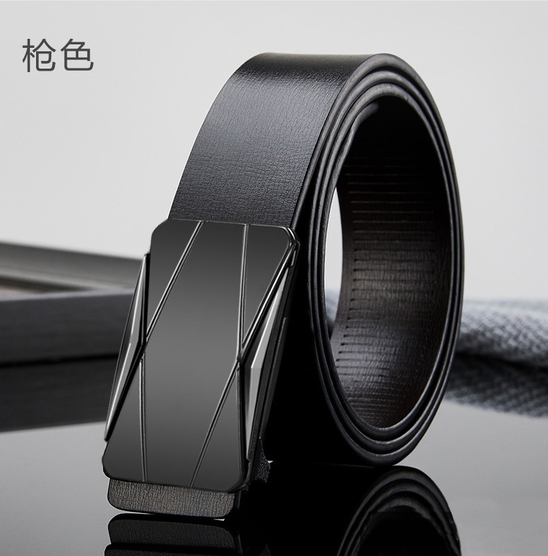 New foreign trade cross-border best-selling seamless alloy automatic buckle two-layer genuine cowhide men's belt in stock