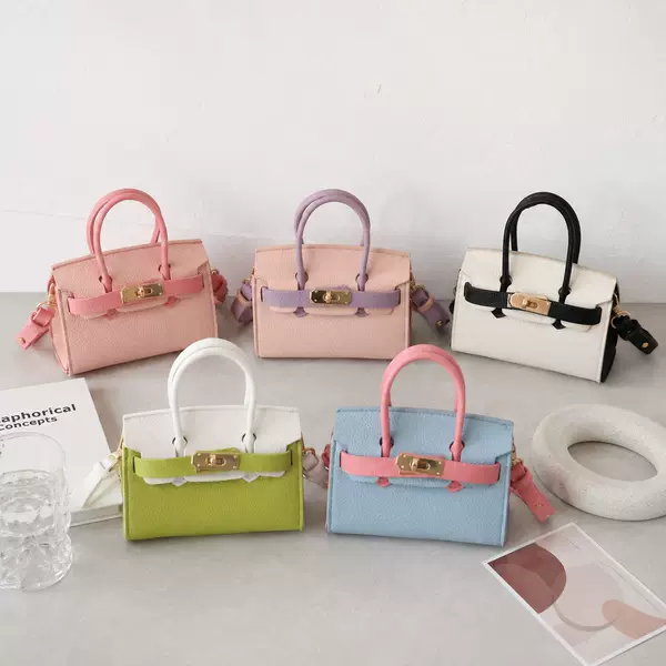 New Fashionable Children's Bag for Girls, Trendy Color-Blocking Coin Purse, Handbag, Pu Shoulder Crossbody Bag for Girls