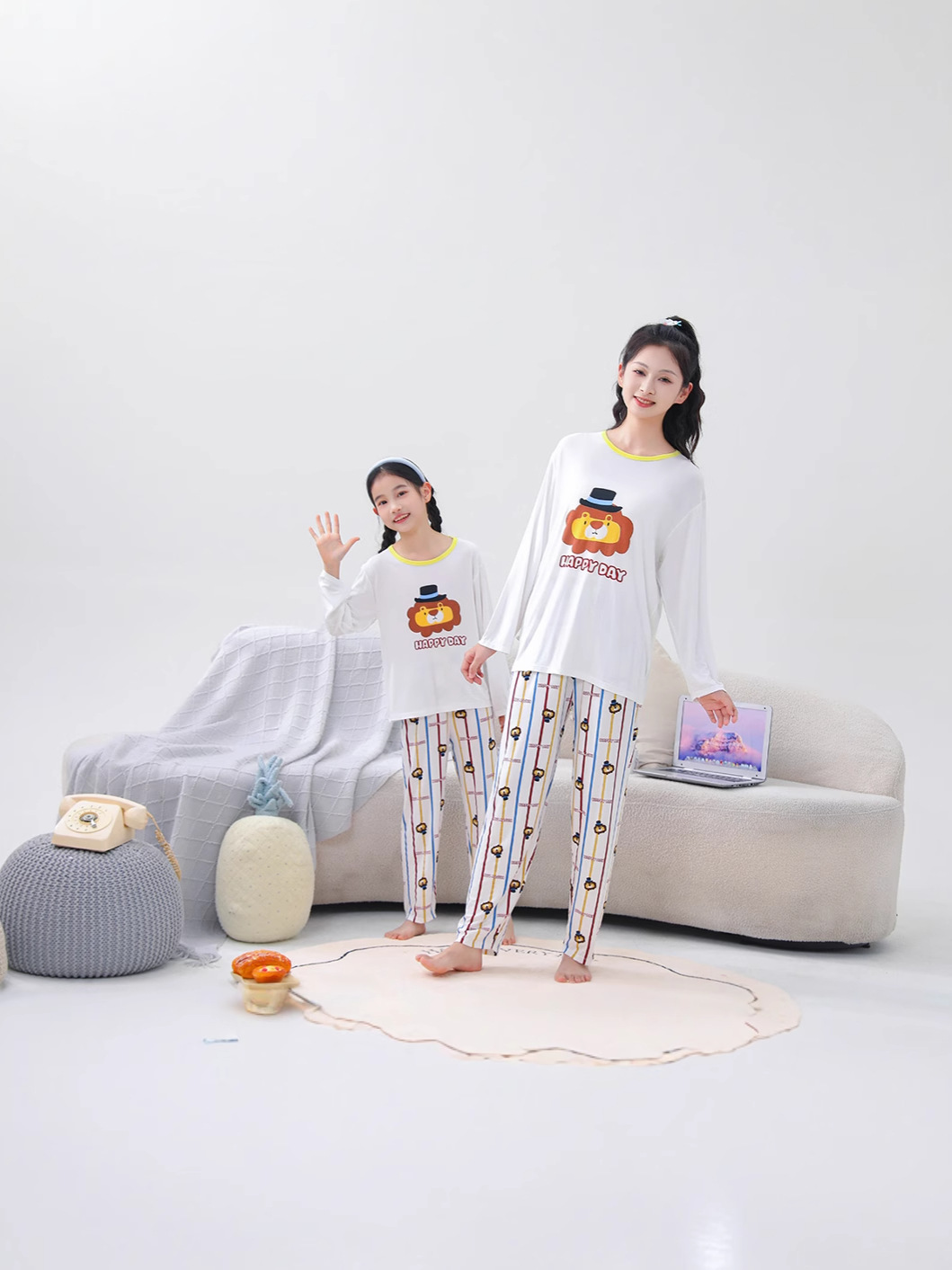 Nueva ropa de aire acondicionado modal suelta y deshuesada ropa para niños traje de servicio a domicilio para niños de manga corta pijamas para niñas de manga larga