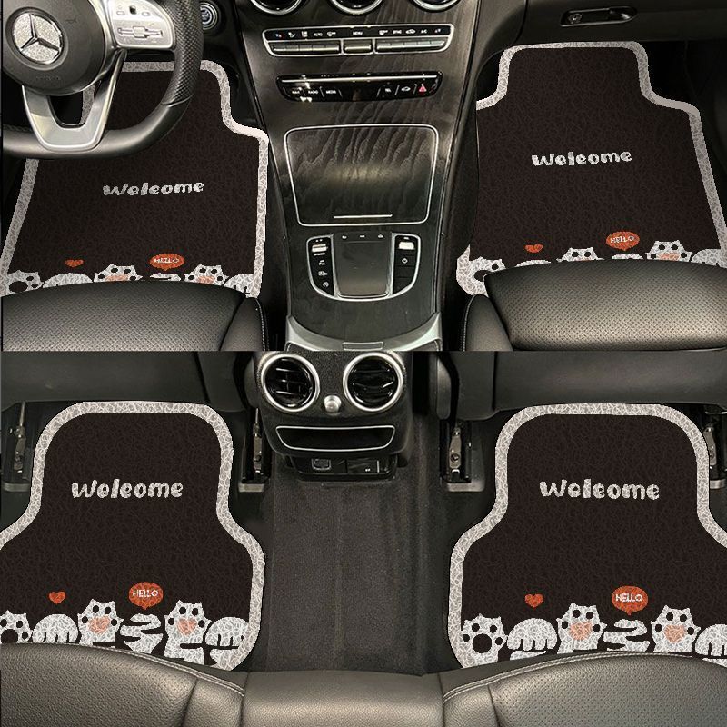 Car wire loop floor mat, single piece for the driver's side and passenger side, carpet-style driver's seat floor mat, universal