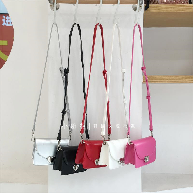 Small Bag Cabinet Korean Niche Designer Heart-Shaped Metal Buckle Mini Small Square Bag Single Shoulder Crossbody Bag Earphone Small Bag