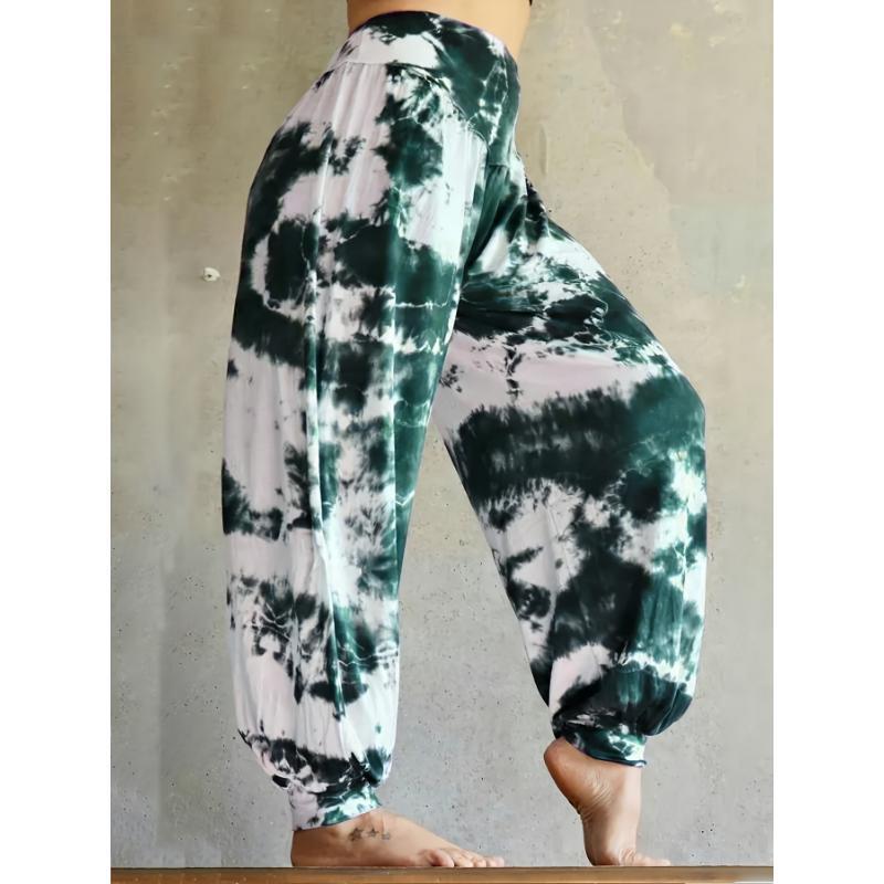 2025 New Cross-Border Dropshipping Large Size Tie-Dye Printed Loose Jogging Pants, Casual Elastic Waist