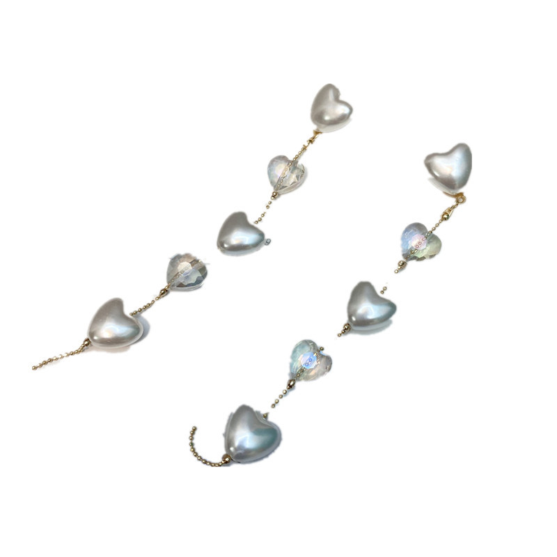 Temperament Love Chain Long Tassel Earrings Transparent Crystal Earrings Metallic Heart-shaped Earrings display picture 6