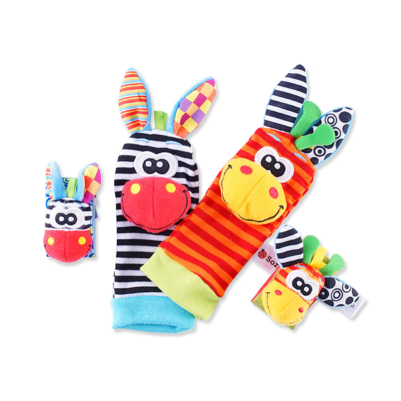 Sozzy lindo animal muñeca Bell calcetines bebé educación temprana sonando papel bebé sonajero juguete de peluche