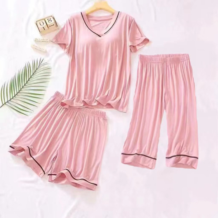 J-C 쓰리피스 브이넥-핑크